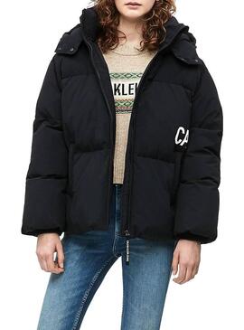 Daunenjacke Calvin Klein Oversized Logo Schwarz 