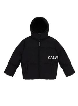 Daunenjacke Calvin Klein Oversized Logo Schwarz 