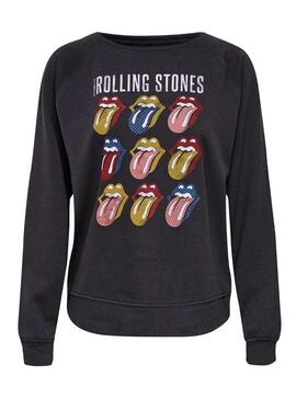 Sweatshirt Only Rolling Stones Grau Für Damen