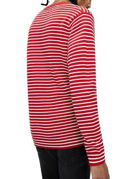 Pullover Tommy Jeans Essential Streifen Rot Herren