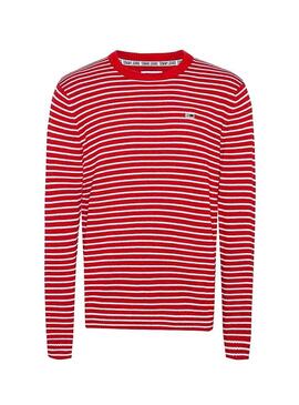 Pullover Tommy Jeans Essential Streifen Rot Herren