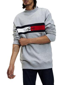 Sweatshirt Tommy Jeans Jacquard Flag Grau Herren