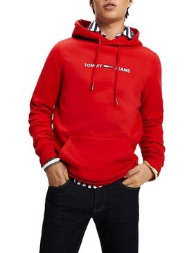 Sweatshirt Tommy Jeans Kleines Logo Rot Für Herren