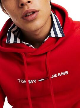Sweatshirt Tommy Jeans Kleines Logo Rot Für Herren