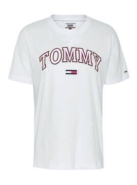 T-Shirt Tommy Jeans Neon Collegiate Weiß Damen