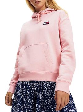 Sweatshirt Tommy Jeans Badge Hoodie Pink Damen