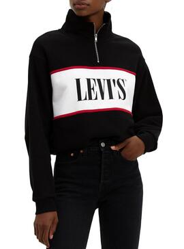 Sweatshirt Levis Serif CB Logo Schwarz Für Damen