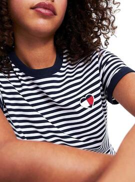 T-Shirt Tommy Jeans Streifen Heart Für Damen
