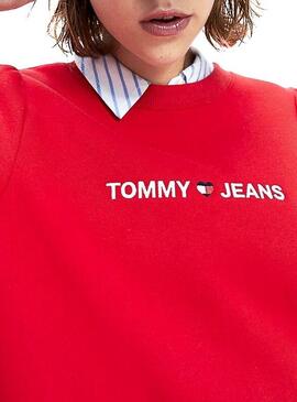 Tommy Jeans Kleid Heart Logo Rot Für Damen