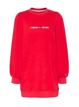 Tommy Jeans Kleid Heart Logo Rot Für Damen