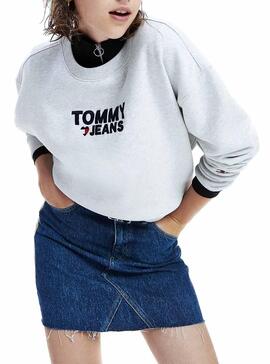 Sweatshirt Tommy Jeans Corp Heart Grau Für Damen