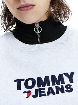 Sweatshirt Tommy Jeans Corp Heart Grau Für Damen