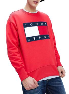 Sweatshirt Tommy Jeans Flag Rot Für Herren