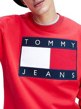 Sweatshirt Tommy Jeans Flag Rot Für Herren