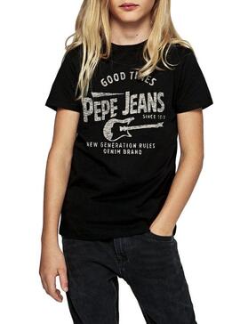 T-Shirt Pepe Jeans Terry Schwarz Für Junge