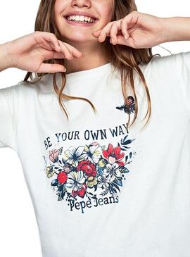 T-Shirt Pepe Jeans Celine Weiß Für Mädchen
