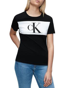 T-Shirt Calvin Klein Blocking Monogram Schwarz
