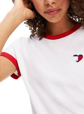 T-Shirt Tommy Jeans Ringer Heart Weiß Damen
