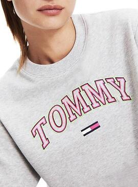 Sweatshirt Tommy Jeans Neon Gliederung Grau Damen