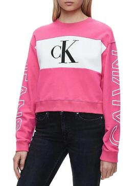 Sweatshirt Calvin Klein Blocking Pink Logo Damen