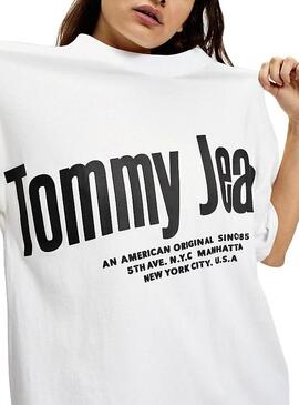 T-Shirt Tommy Jeans Diagonal Weiß Damen