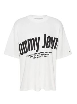 T-Shirt Tommy Jeans Diagonal Weiß Damen