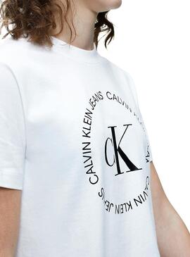 T-Shirt Calvin Klein Jeans Round Logo Weiß