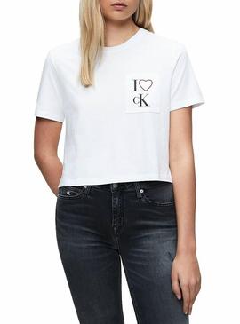 T-Shirt Calvin Klein Love Weiß Damen