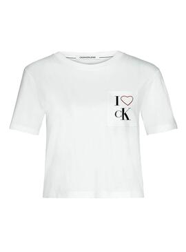 T-Shirt Calvin Klein Love Weiß Damen