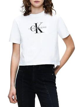 T-Shirt Calvin Klein Monogram Weiß Damen