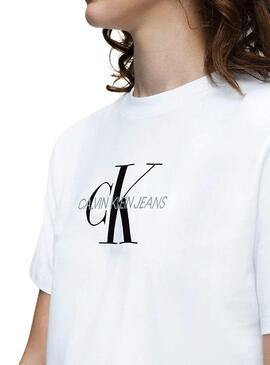 T-Shirt Calvin Klein Monogram Weiß Damen