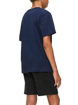 T-Shirt Calvin Klein Chest Logo Marine Blau für Ju