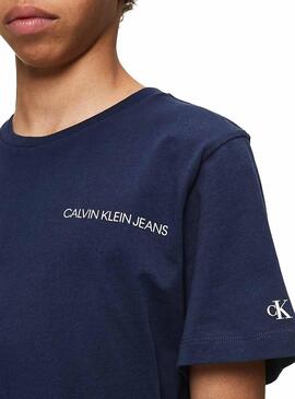 T-Shirt Calvin Klein Chest Logo Marine Blau für Ju