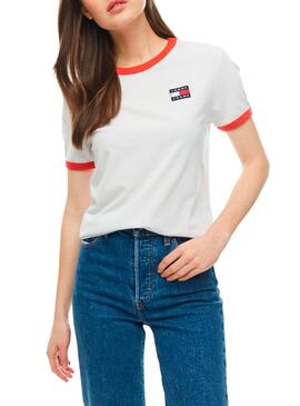 T-Shirt Tommy Jeans Retro Logo Weiß Damen
