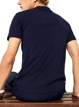 T-Shirt Lacoste Mehrfach Logo Blau Marine Herren