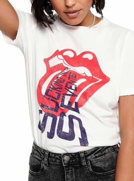 T-Shirt Only Rolling Stones Weiß Damen