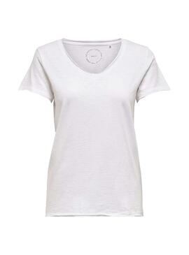 T-Shirt Only Brews V-Neck Weiß Damen