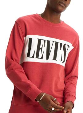 Sweatshirt Levis Serif Logo Colorblock Rot Herren