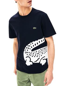 T-Shirt Lacoste Crocodile Oversized Marine Herren