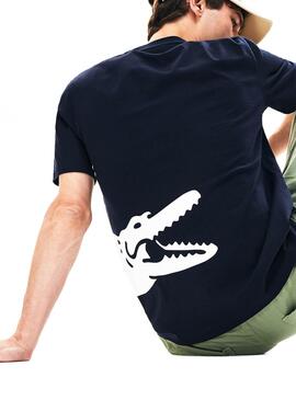 T-Shirt Lacoste Crocodile Oversized Marine Herren