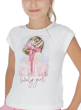T-Shirt Mayoral Lovely Girl Weiß Mädchen
