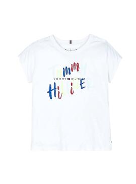 T-Shirt Tommy Hilfiger Fluro Weiß für Mädchen