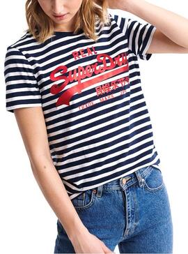 T-Shirt Superdry Vintage Logo Satin Stripe Damen