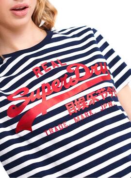 T-Shirt Superdry Vintage Logo Satin Stripe Damen