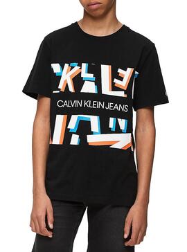 T-Shirt Calvin Klein Jeans Letter Schwarz für Jungen