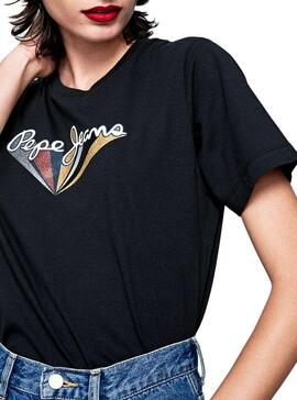 T-Shirt Pepe Jeans Brioni Schwarz für Damen