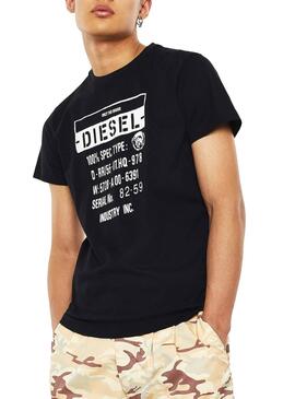 T-Shirt Diesel Label Schwarz für Herren
