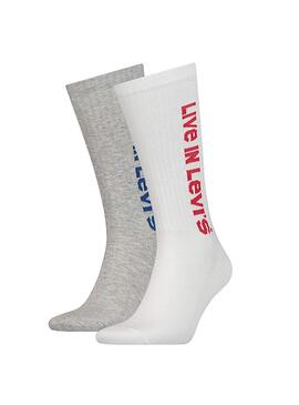 Socken Levis Sponsor Graue und Weiße 