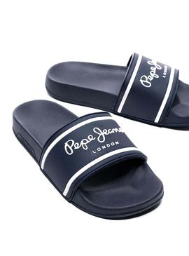 Sandalen Pepe Jeans Slider Logo Blau Jungen