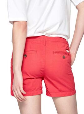 Short Pepe Jeans Balboa Rot für Damen
